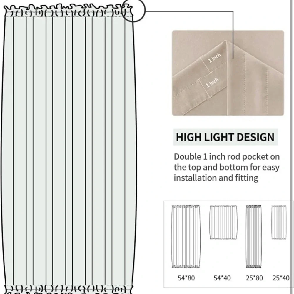 DWCN French Door Curtains – Rod Pocket Thermal Blackout Curtain for Doors with G